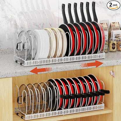 Housolution 2 Pack Pot and Pan Organizer, Pan Lid Holder Storage Rack by Housolution