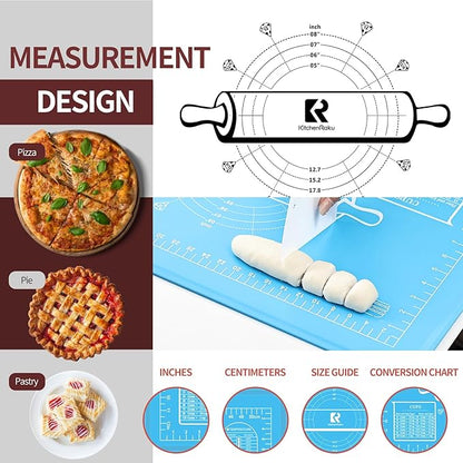 Silicone Baking Mat 20"L x 28"W, Extra Thick Dough Rolling Pad - Image 5