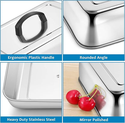 HaSteeL Rectangular Basting Cover, Stainless Steel Cheese Melting Dome Steaming - Image 2