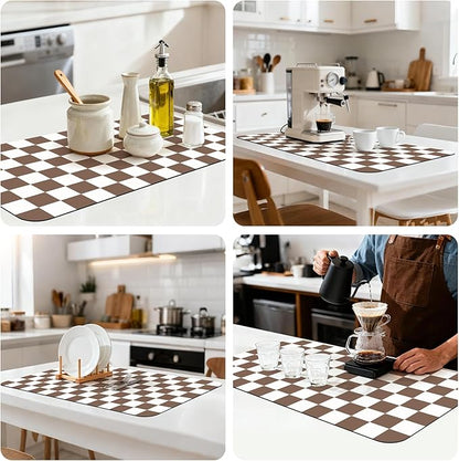 17" x 32" Checkered Dish Drying Mat - Image 8