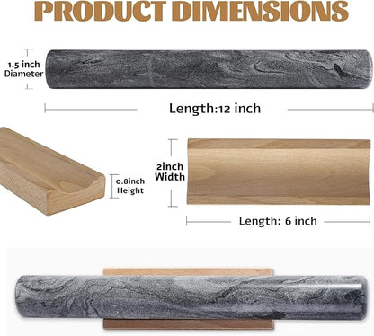 Koville African Natural Marble French Rolling Pin, 12inch Non-Stick Rolling Pin - Image 2