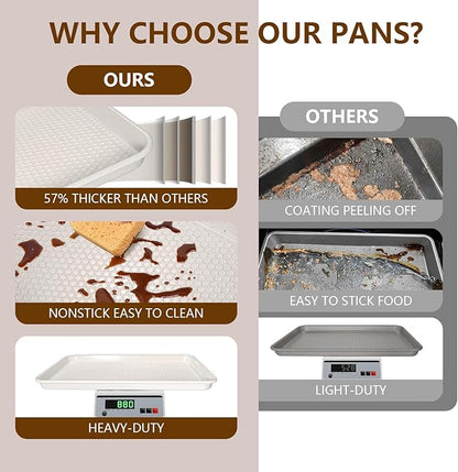 Wildone Baking Sheet Pan Set, Honeycomb Embossed Nonstick Baking Sheet 15x10 In - Image 8