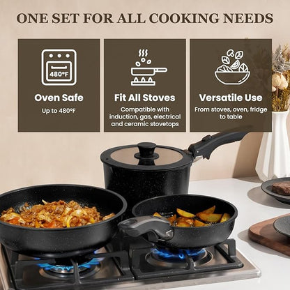 KIKCOIN 20 Pcs Pots and Pans Set Non Stick, Detachable Handle Cookware Sets - Image 4