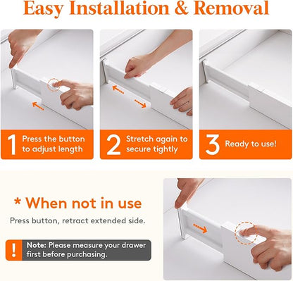 Lifewit 4 Pack 4" High Drawer Dividers 28 -43.5cm/11-17" Adjustable Kitchen - Image 5