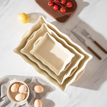 Sweejar Casserole Dishes for Oven, Ceramic Bakeware Set of 3, Rectangular - Image 4