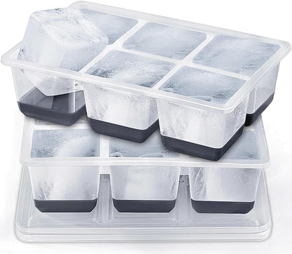 Ice Cube Trays 2 Pack, JRISBO Large Silicone Ice Cube Molds by Jrisbo