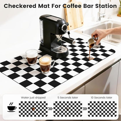 17" x 32" Checkered Dish Drying Mat - Image 3