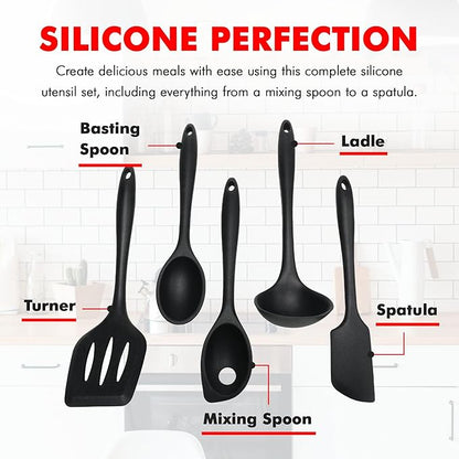 Chef Craft Premium Silicone Kitchen Tool and Utensil Set, 5 Piece - Image 4