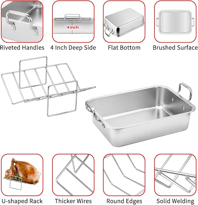 15 Inch Stainless Steel Roasting Pan - Image 7