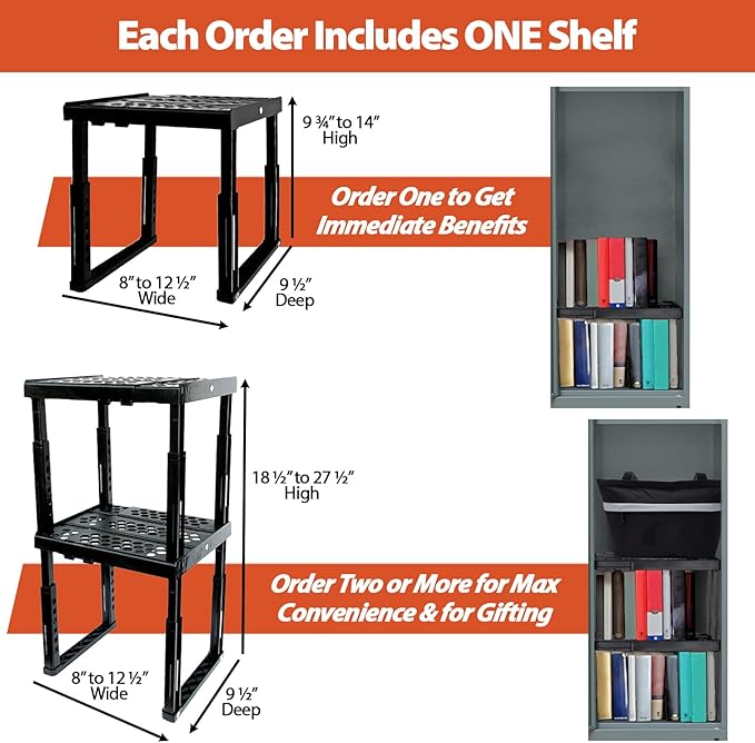 Piffny Locker Organizer Shelf， Adjustable Width and Height, Ideal Locker - Image 4