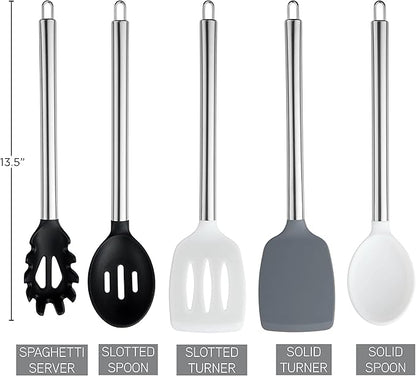 COOK WITH COLOR Silicone Cooking Utensils, Kitchen Utensil Set, Cooking Utensils - Image 4