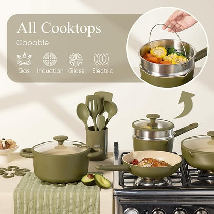 CAROTE 21pcs Cookware Set Nonstick Pots and Pans Set, Ceramic Cookware Set - Image 7