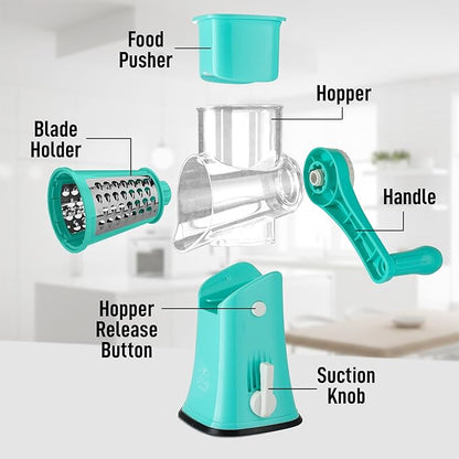 Zulay Kitchen Rotary Cheese Grater 5 Blade Cheese Shredder - Image 8