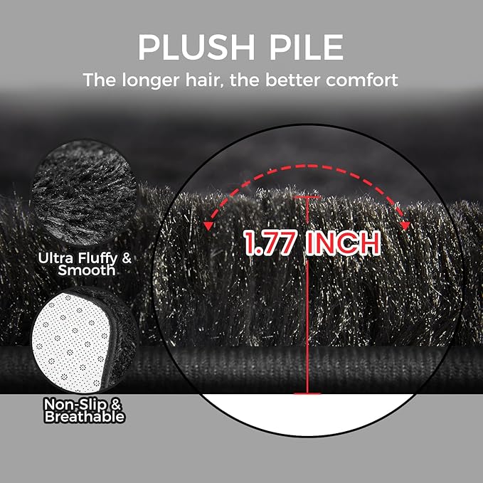 Ultra Soft Rug for Living Room, 4X6 Fluffy Shag Area Rug for Bedroom, Modern - Image 2