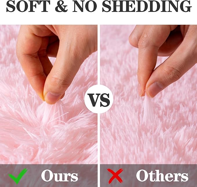 Round Fluffy Pink Rug for Bedroom, 8Ft Large Fuzzy Shag Circle Area Rug for - Image 7