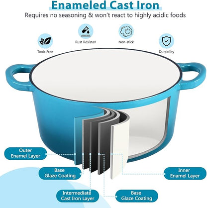 E-far 6 Quart Dutch Oven, Enameled Cast Iron Dutch Oven Pot - Image 3