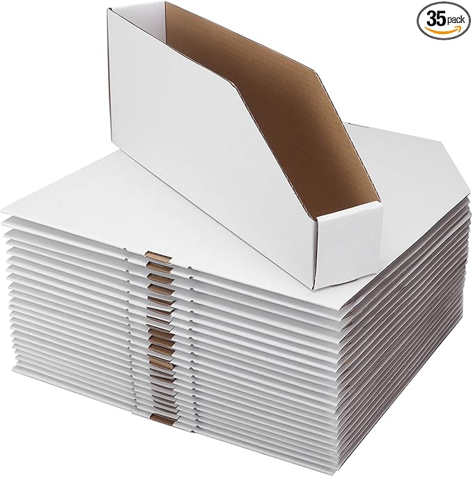 ZBEIVAN Cardboard Storage Bins Boxes 35 Packs 12x2x4.5 Inches, Easy Assembly by ZBEIVAN