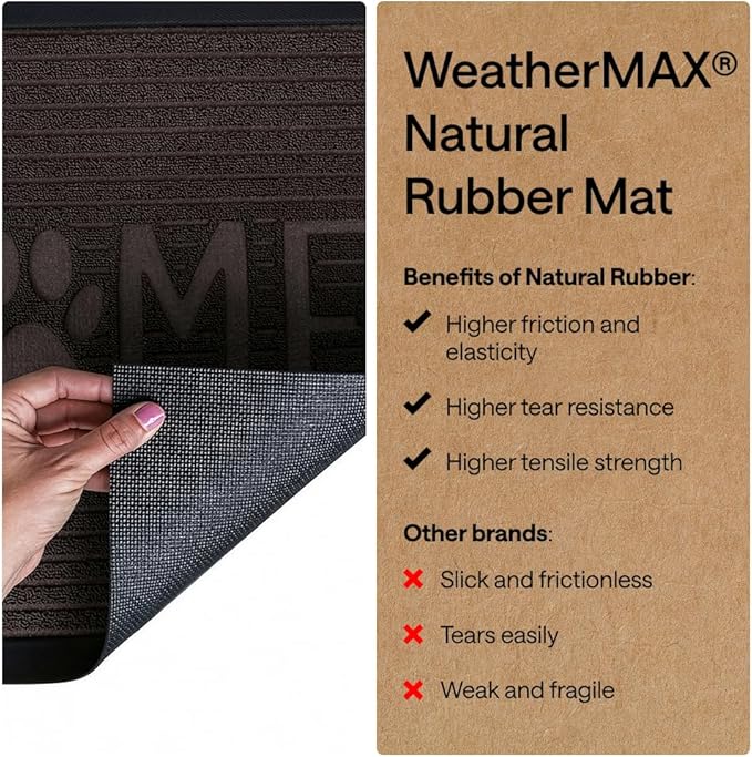 GORILLA GRIP 100% Waterproof All-Season WeatherMAX Doormat, US Designed Natural - Image 6