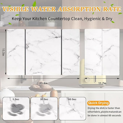 Stone Dish Drying Mat for Kitchen Counter, Absorbent Diatomaceous Earth Bath - Image 2