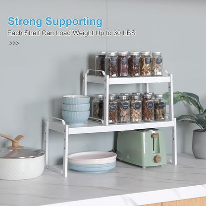 3 Pack Kitchen Cabinet Organizer Shelf, Stackable Expandable Shelves Organizers - Image 5