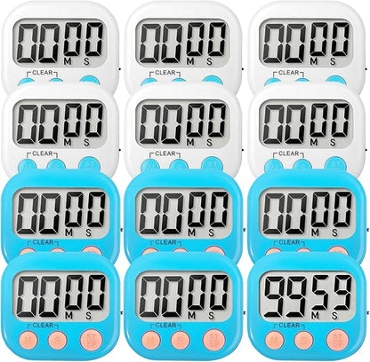12 Pack Digital Kitchen Timer Small Classroom Timers by VOULOIR