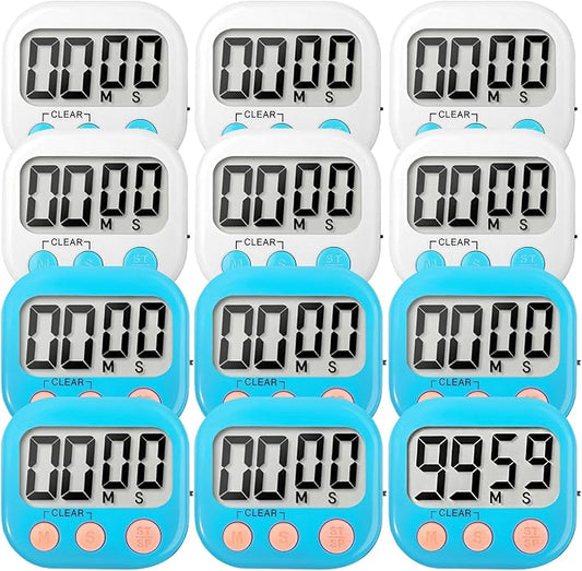12 Pack Digital Kitchen Timer Small Classroom Timers by VOULOIR