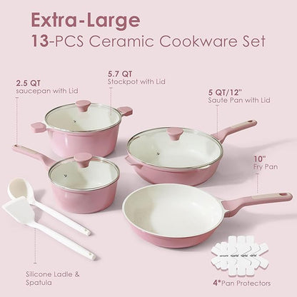 SENSARTE Nonstick Ceramic Cookware Set Large 13-Piece, Healthy Pots and Pans - Image 6