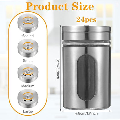 24 Pcs Stainless Steel Spice Jars - Image 2