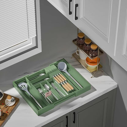 TIOPGHAD Bamboo-Silverware-Drawer-Organizer-Kitchen, Expandable Utensil Holder - Image 6