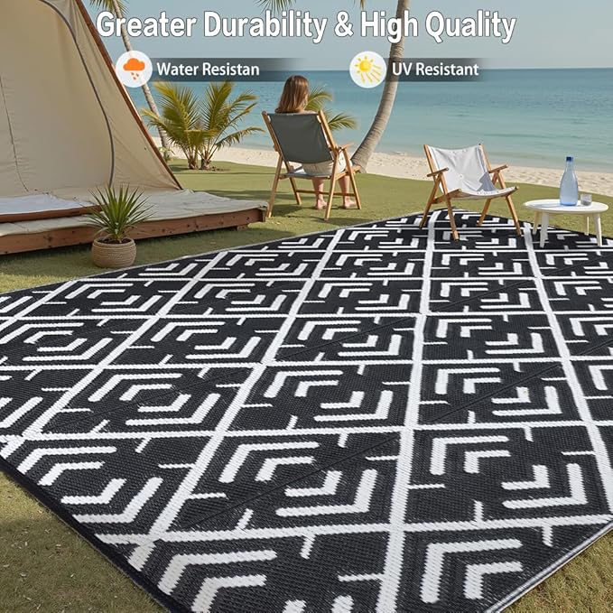 HUGEAR RV Outdoor Rug Waterproof Mat Outdoor Rugs 6'x9' - Image 4