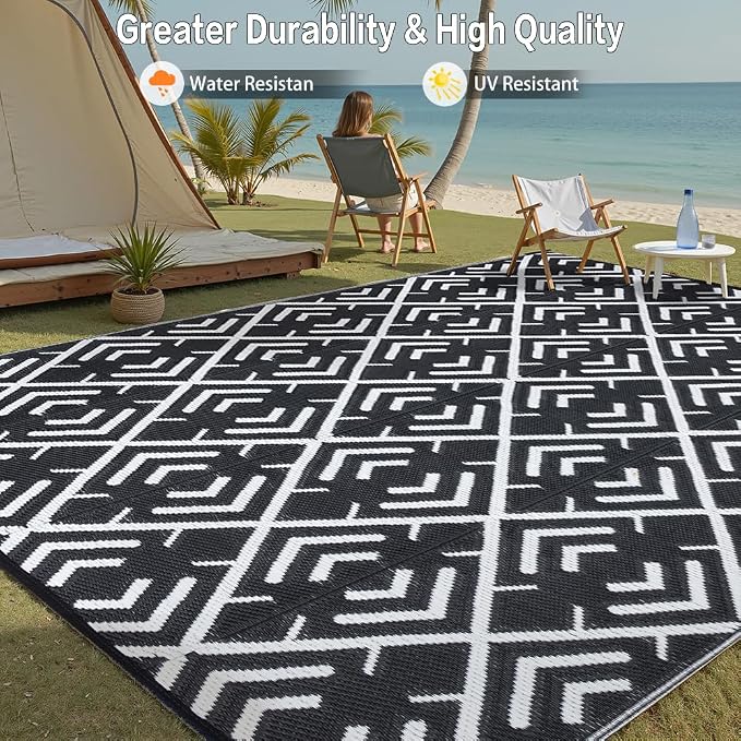 HUGEAR Outdoor Rug Mats, Large Waterproof Outdoor Area Rug, Reversible Portable - Image 4