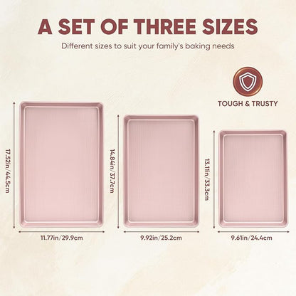 Sakerplus Nonstick Baking Sheet Pan Set of 3, Heavy Duty Cookie Sheets - Image 3