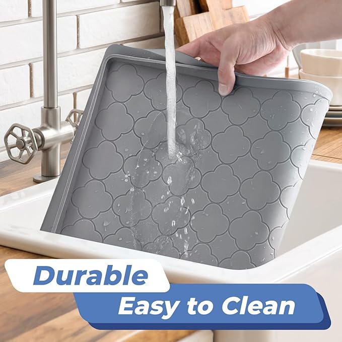 Jin&Bao Waterproof Under Sink Mat 34" x 19", Thick Silicone Mat Cabinet - Image 4