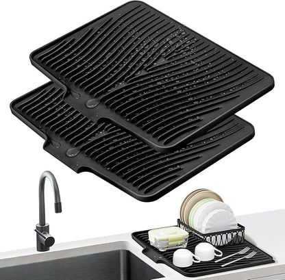 Silicone Dish Drying Mat for Kitchen Counter, Dish Drying Pad, Non-Slip Drain by COPLIB