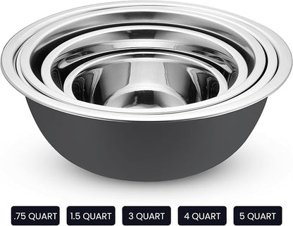 WHYSKO Stainless Steel Mixing Bowl Set, 10 Piece Stainless Steel Mixing Bowls - Image 5