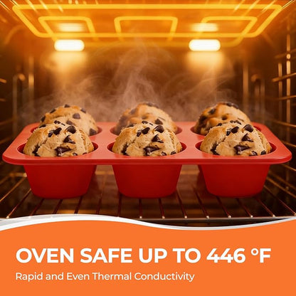 Jumbo Muffin Pan, 3.5 Inch Large Muffin Pan 6 Cup Silicone Jumbo Cupcake Tin - Image 6