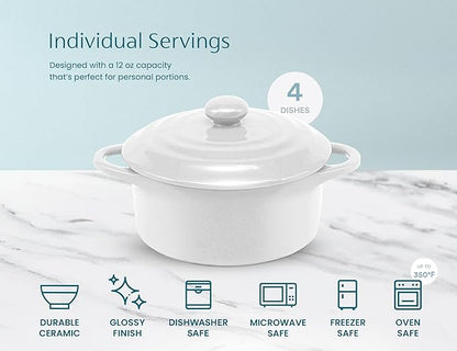 Kook Ceramic Mini Cocotte Set, Small Casserole Dishes - Image 7