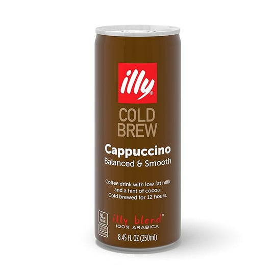 illy Ready To Drink Coffee – Cappuccino Cold Brew Cans - Notes Of Milk & Chocolate - 100% Arabica - Smooth & Refreshing Taste - Convenient, Easy to Carry Drink – 8.5 oz.