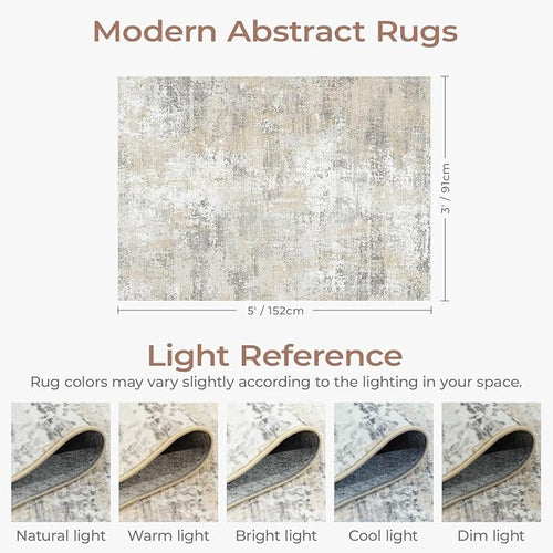 3x5 Area Rug Non-Slip, Machine Washable Soft Low Pile Small Rugs - Image 2