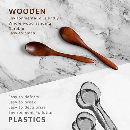 2 PCS Small Wooden Spoons, 5.8 Inch Honey Spoons - Image 4