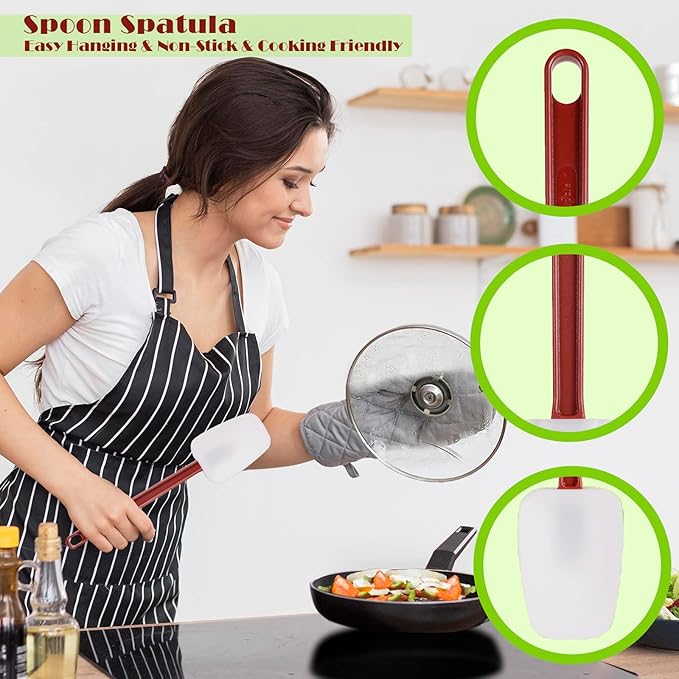 Commercial Spoonula Rubber Spatula Set, High Heat Spatula Spoon 9.5 Inches - Image 3