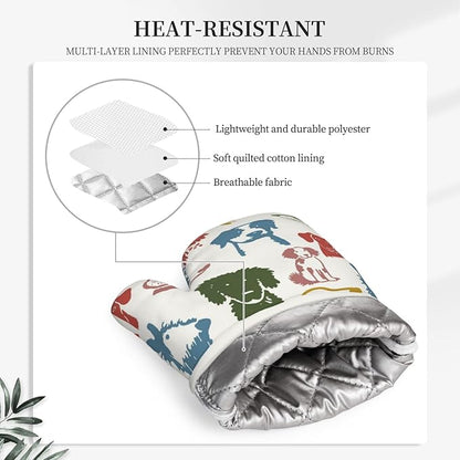 Cute Colorful Dog Puppy Silicone Oven Mitts Pan Mats Set of 2, Heat Resistant - Image 4
