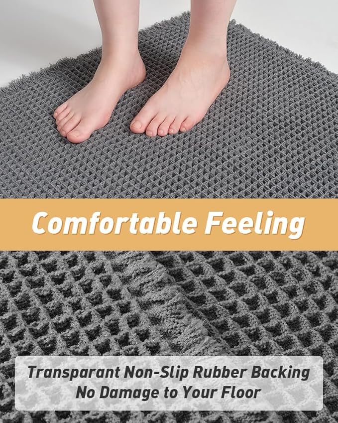 AMOAMI Upgraded Waffle Bath Mat, Super Absorbent Non Slip Bath Mats - Image 4
