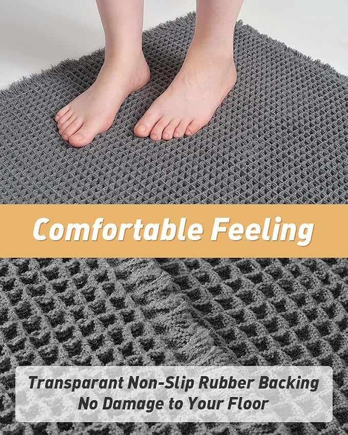 AMOAMI Upgraded Waffle Bath Mat, Super Absorbent Non Slip Bath Mats - Image 5