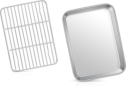 9 Inch Baking Sheet Pan with Rack Set, Joyfair Stainless Steel Toaster Oven by Joyfair