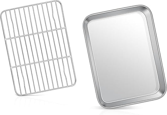 9 Inch Baking Sheet Pan with Rack Set, Joyfair Stainless Steel Toaster Oven by Joyfair