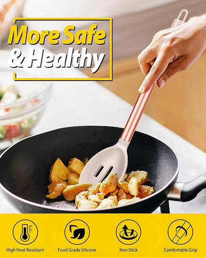 Pack of 2 Large Silicone Cooking Spoons, Non Stick Solid Basting Spoon - Image 3