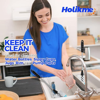 Holikme 6 Pack Bottle Brush Set, 3 Straw Brushes, 3-in-1 Bottle Cleaning Brush - Image 7