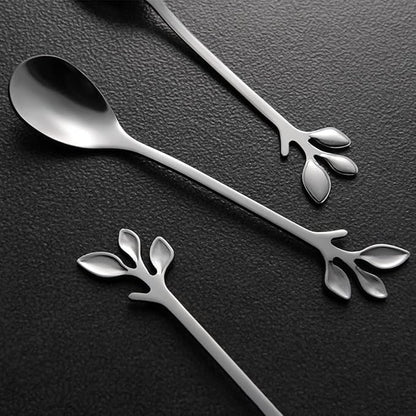 AnSaw Elegant Silver Leaf Coffee Spoons - Image 5