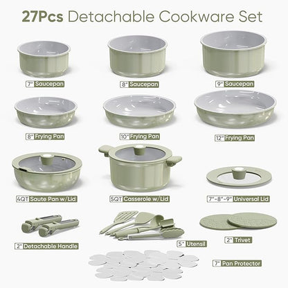 CAROTE 27pcs Ceramic Cookware Set Nonstick, Pots and Pans Set Non Stick - Image 2